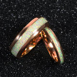 Rose Gold/Silver Color White Created-Opal Tungsten Carbide Wedding Rings For Women Men, Engagement Wedding Gifts