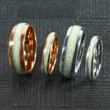 Rose Gold/Silver Color White Created-Opal Tungsten Carbide Wedding Rings For Women Men, Engagement Wedding Gifts