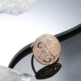 Luxury Design Big Size Filled 14K Rose Gold Round Rings For Women AAA Zircon Diamonds Full Paved Fine Jewelry
