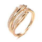 Elegant Hollow Wave Rolled 14K Filled Rose Gold Sparkling AAA Zircon Diamonds Rings For Women, Trend Bride Jewelry