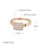 Classic Luxury Retro AAA Zircon Diamonds 14K Rolled Rose Gold Ring - Wedding Jewelry Accessories For Woman