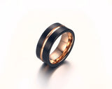 High Quality 8mm Width Men Rings 100% Tungsten Metal Black & Gold-color Ring - Mens Jewelry