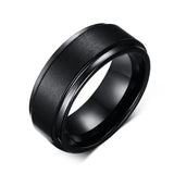 High Quality Matte Brushed Center Black Pure 8MM Tungsten Carbide Mens Wedding Bands Rings - Mens Jewelry