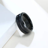 New Arrival Classic 8mm Stylish Grooved Line Finger Band, Casual Tungsten Wedding Rings for Men - Engagement Jewelry