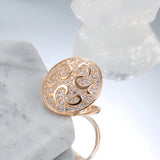 Luxury Design Big Size Filled 14K Rose Gold Round Rings For Women AAA Zircon Diamonds Full Paved Fine Jewelry