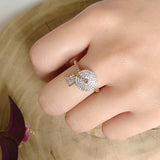 New Arrival Luxury Lock Ring Micro Inlays Covered AAA Zircon Diamonds Filled 14K Rose Gold Rings - Fine Jewelry