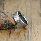 New Arrival Classic 8mm Stylish Grooved Line Finger Band, Casual Tungsten Wedding Rings for Men - Engagement Jewelry