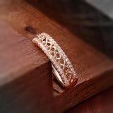 14K Rolled Rose Gold Faith Ring Micro-wax Inlay AAA+ CZ Diamonds Rings Women - Fine Religious Jewelry
