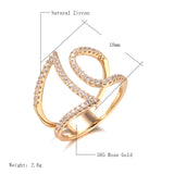 Marvelous Design Romantic 14K Filled Rose Gold Luxury Geometric Line Shiny AAA+ CZ Diamonds Open Ring, Trend Jewelry