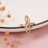 Elegant Geometric Texture 14K Rolled Rose Gold AAA+ White CZ Diamonds Personality Rings, Party Fashion Fine Jewelry