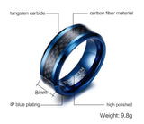 New Arrival Blue 8mm Men's Carbon Fiber Tungsten Rings for Men - Wedding Bands Tungsten Carbide Men Jewelry Rings
