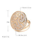 Luxury Design Big Size Filled 14K Rose Gold Round Rings For Women AAA Zircon Diamonds Full Paved Fine Jewelry