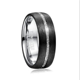 Marvelous Inlaid Carbon Fiber + Imitation Vermiculite 8mm Width Men's Tungsten Carbide Ring Wedding Band