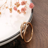 Fashion Trend Sparkling Crossover Design Filled 14K Rose Gold Luxury AAA Zircon Crystal Rings for Women Jewelry