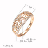 New Hollow Crystal Flower Design Rolled 14K Rose Gold AAA+ CZ Diamonds Pave Setting Women's - Vintage Jewelry
