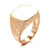 Hot Fashion Big Glossy Simple Square Design Exquisite Relief 14K Filled Rose Gold Men's Rings Fine Jewelry Gift