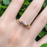Vintage Blue AAA Zircon Crystals 14K Filled Rose Gold Luxury Ethnic Party Wedding  Women Rings Trend Fine Jewelry