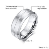New Arrival Classic 8mm Stylish Grooved Line Finger Band, Casual Tungsten Wedding Rings for Men - Engagement Jewelry