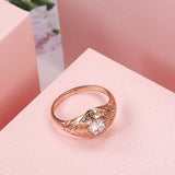 14K Rolled Rose Gold Faith Ring Micro-wax Inlay AAA+ CZ Diamonds Rings Women - Fine Religious Jewelry