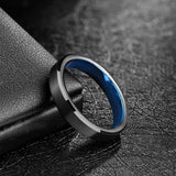 Black Blue Inside 4/6/8mm Tungsten Rings Mens and Womens Finger Band Cool Rings Classic Wedding Engagement Bands
