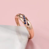 Vintage Blue AAA Zircon Crystals 14K Filled Rose Gold Luxury Ethnic Party Wedding  Women Rings Trend Fine Jewelry
