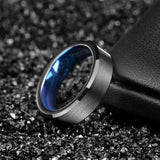 Black Blue Inside 4/6/8mm Tungsten Rings Mens and Womens Finger Band Cool Rings Classic Wedding Engagement Bands