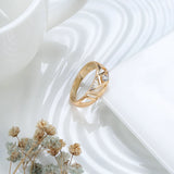 New Fashion Eternal Vintage 14K Rolled Rose Gold Ring with AAA+ Cubic Zirconia Diamonds - Fine Party Jewelry