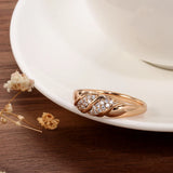 Romantic Filled 14K Rose Gold Top Quality AAA Zircon Diamonds Women's Ring  Daily Luxury Jewelry Gifts