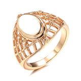 Vintage Style Hollow 14K Rolled Rose Gold Glossy Fashion Simple Design Weaving Oval Ethnic Rings for Women Jewelry