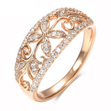 New Hollow Crystal Flower Design Rolled 14K Rose Gold AAA+ CZ Diamonds Pave Setting Women's - Vintage Jewelry