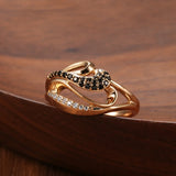 Exquisite Hollow Luxury Circle Design 14K Rose Gold Rings Black AAA Zircon Diamonds Rings For Women Party Jewelry