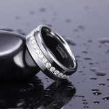 Superb Cubic Zirconia Trendy Eternity Ring Unisex CZ Inlaid High Polish 8mm Mens Tungsten Wedding Bands