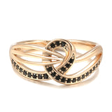 New Luxury 14K Filled Rose Gold Octopus Tentacles Design Hollow Cross AAAA Black Zircon Diamonds Rings for Women