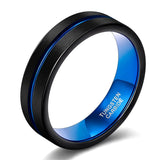Blue Center Groove Matte Finish 4,6,8mm Tungsten Rings for Men Women Unisex Comfort Fit Wedding Bands Couple Rings