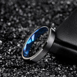 Black Blue Inside 4/6/8mm Tungsten Rings Mens and Womens Finger Band Cool Rings Classic Wedding Engagement Bands