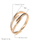 Fashion Trend Sparkling Crossover Design Filled 14K Rose Gold Luxury AAA Zircon Crystal Rings for Women Jewelry