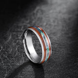 New Hawaiian Koa Wood and Abalone Shell 8mm Tungsten Carbide  Comfort Fit Rings Wedding Bands for Men Size 6-13