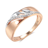 Quality Vintage AAA Zircon Diamonds Leaf Rings with 6mm Wide Filled 14K Rose Gold and Silver Color Wedding Jewelry