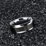 New Black Carbon Fiber Design 6/8mm Men's Ring Tungsten Carbide Engagement Ring Wedding Band Men and Women
