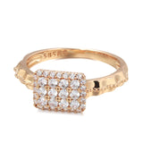 Classic Luxury Retro AAA Zircon Diamonds 14K Rolled Rose Gold Ring - Wedding Jewelry Accessories For Woman