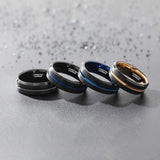 New Arrival Popular Thin Blue Line 8mm Black Tungsten Carbide Rings Wedding Bands Vintage Jewelry