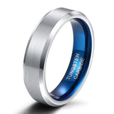 Black Blue Inside 4/6/8mm Tungsten Rings Mens and Womens Finger Band Cool Rings Classic Wedding Engagement Bands