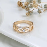 New Fashion Eternal Vintage 14K Rolled Rose Gold Ring with AAA+ Cubic Zirconia Diamonds - Fine Party Jewelry