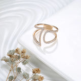 Marvelous Design Romantic 14K Filled Rose Gold Luxury Geometric Line Shiny AAA+ CZ Diamonds Open Ring, Trend Jewelry