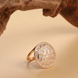 Luxury Design Big Size Filled 14K Rose Gold Round Rings For Women AAA Zircon Diamonds Full Paved Fine Jewelry