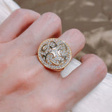 Luxury Design Big Size Filled 14K Rose Gold Round Rings For Women AAA Zircon Diamonds Full Paved Fine Jewelry