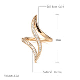 Luxury Fashion Elegant Curve Pave Setting  Fancy AAA+ Zircon Diamonds Rolled 14K Rose Gold Rings Party Jewelry