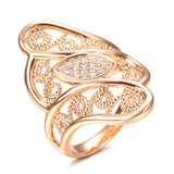New Hollow Crystal Flower AAA Zircon Diamonds Pave Setting 14K Rolled Rose Gold Women's Ring, Vintage Bride  Jewelry