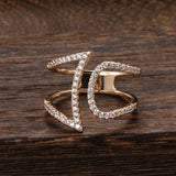 Marvelous Design Romantic 14K Filled Rose Gold Luxury Geometric Line Shiny AAA+ CZ Diamonds Open Ring, Trend Jewelry