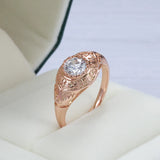 14K Rolled Rose Gold Faith Ring Micro-wax Inlay AAA+ CZ Diamonds Rings Women - Fine Religious Jewelry